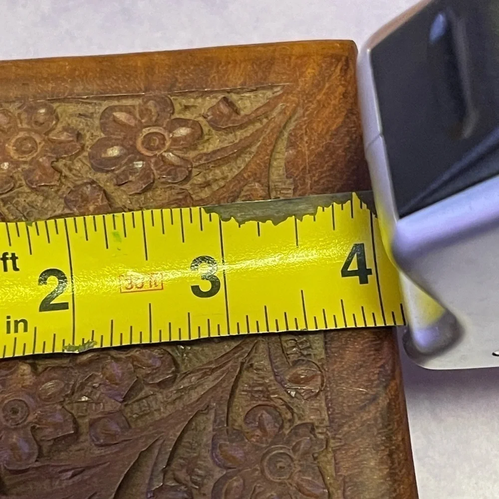 Wooden Floral Carved Box Cottagecore